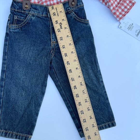 Red Checkered Kids bodysuit with Suspenders - Picture 7 of 10